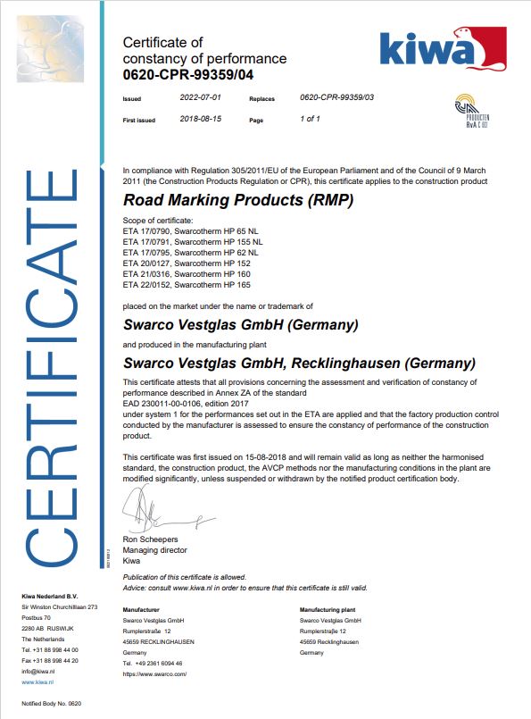 CE Certificaten Thermoplast